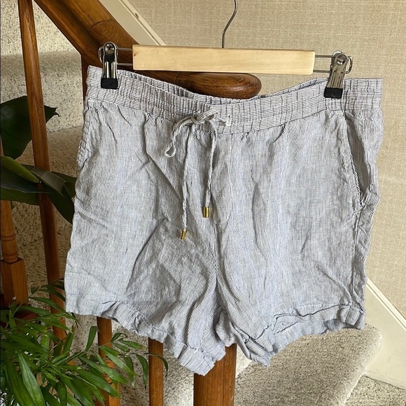 Ellen Tracy Women's Coastal Striped Linen Shorts - Picture 1 of 10